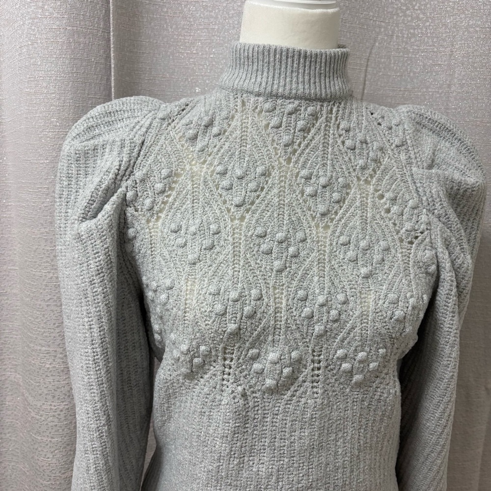 a new day Women’s Gray puff sleeve Sweater Pullover Size XS Cozy Knit, Preppy - Picture 3 of 10
